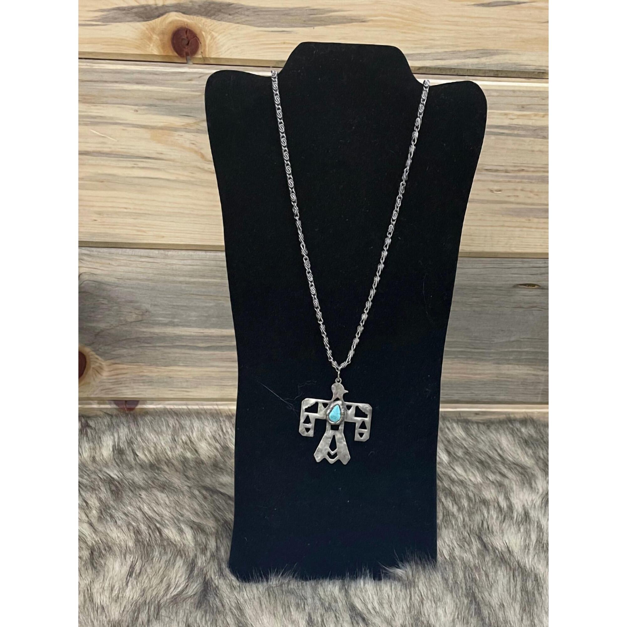 New Art By Amy Labbe Thunderbird Necklace In Brushed Silver